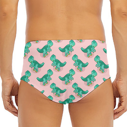 Isometric Tyrannosaurus Pattern Print Men's Triangle Swim Briefs