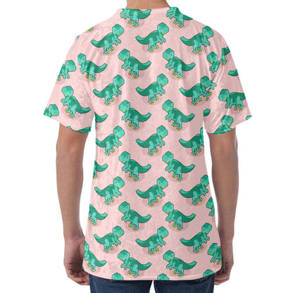 Isometric Tyrannosaurus Pattern Print Men's Velvet T-Shirt
