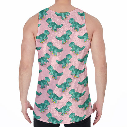 Isometric Tyrannosaurus Pattern Print Men's Velvet Tank Top