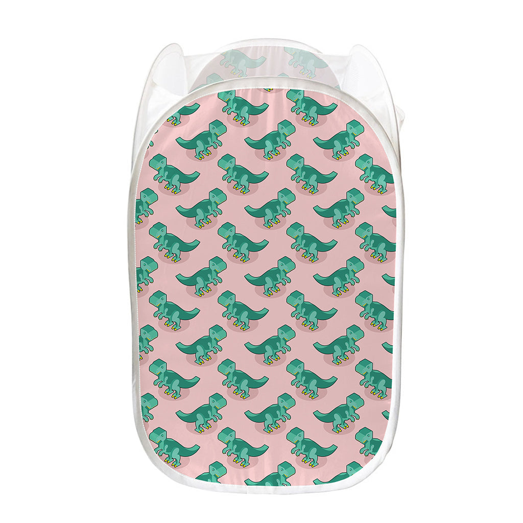Isometric Tyrannosaurus Pattern Print Mesh Laundry Hamper