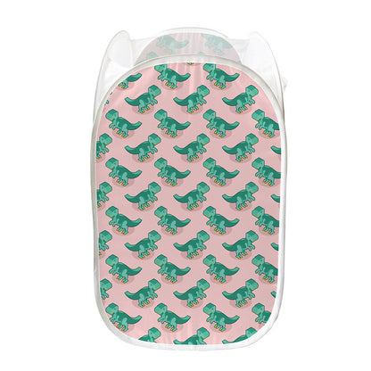 Isometric Tyrannosaurus Pattern Print Mesh Laundry Hamper