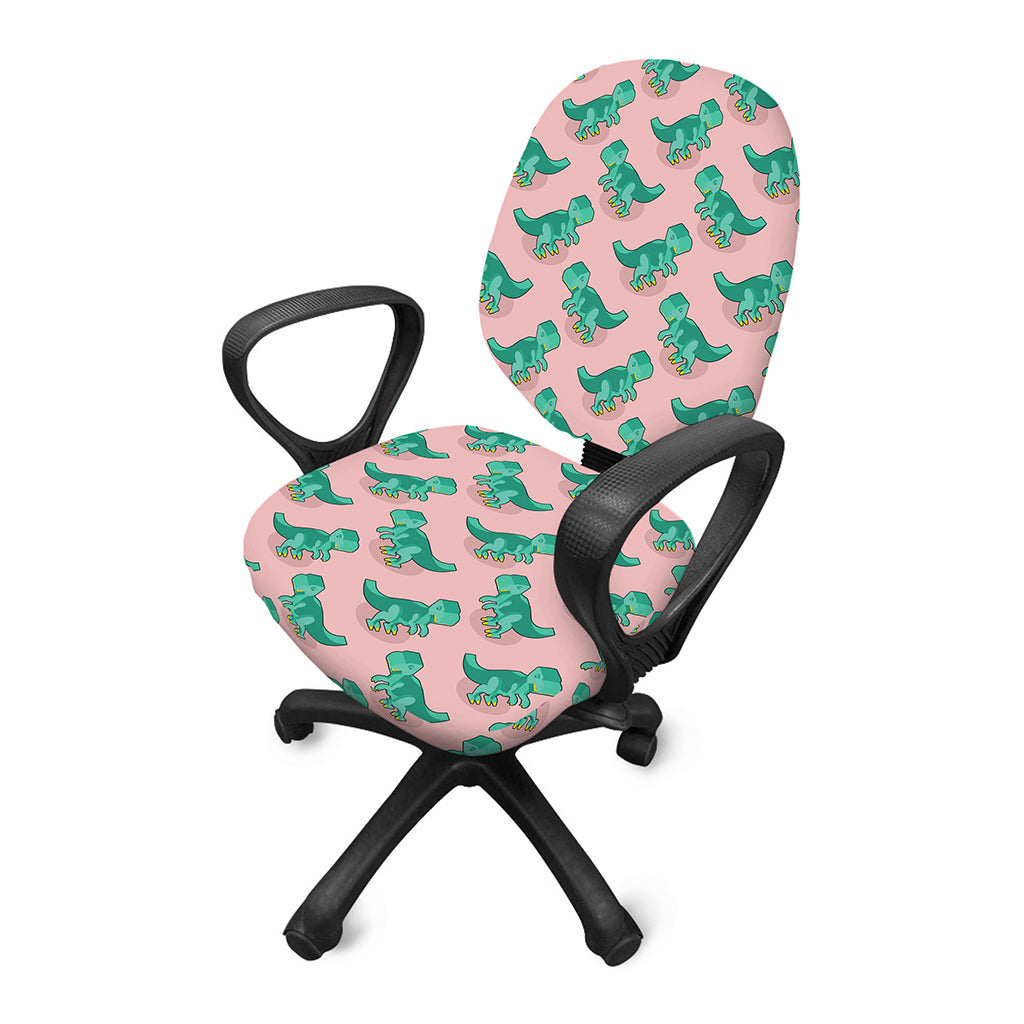 Isometric Tyrannosaurus Pattern Print Office Chair Cover