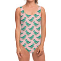 Isometric Tyrannosaurus Pattern Print One Piece Swimsuit