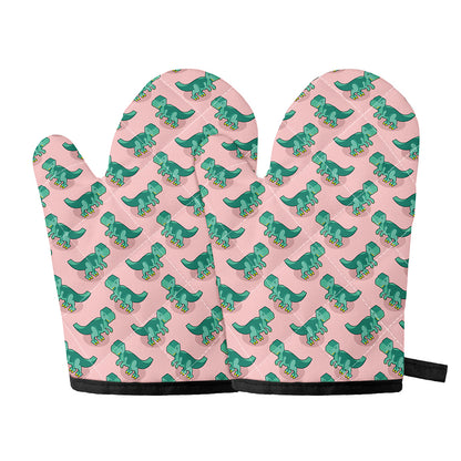 Isometric Tyrannosaurus Pattern Print Oven Mitts