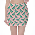 Isometric Tyrannosaurus Pattern Print Pencil Mini Skirt