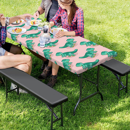 Isometric Tyrannosaurus Pattern Print Picnic Table Cover