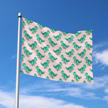Isometric Tyrannosaurus Pattern Print Polyester Flag