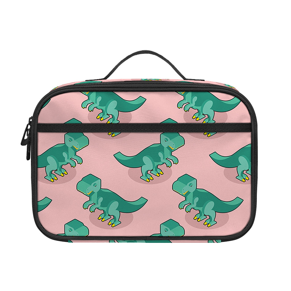 Isometric Tyrannosaurus Pattern Print Portable Lunch Bag