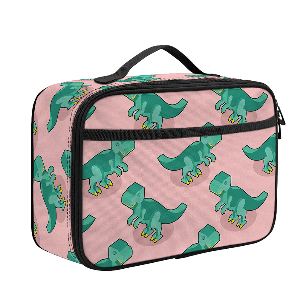 Isometric Tyrannosaurus Pattern Print Portable Lunch Bag