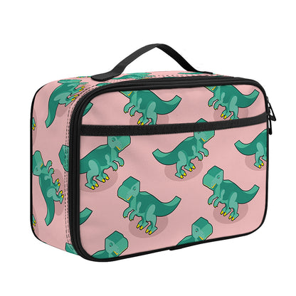 Isometric Tyrannosaurus Pattern Print Portable Lunch Bag