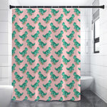 Isometric Tyrannosaurus Pattern Print Premium Shower Curtain
