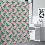 Isometric Tyrannosaurus Pattern Print Premium Shower Curtain