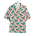 Isometric Tyrannosaurus Pattern Print Rayon Hawaiian Shirt