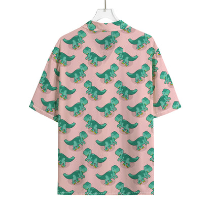 Isometric Tyrannosaurus Pattern Print Rayon Hawaiian Shirt