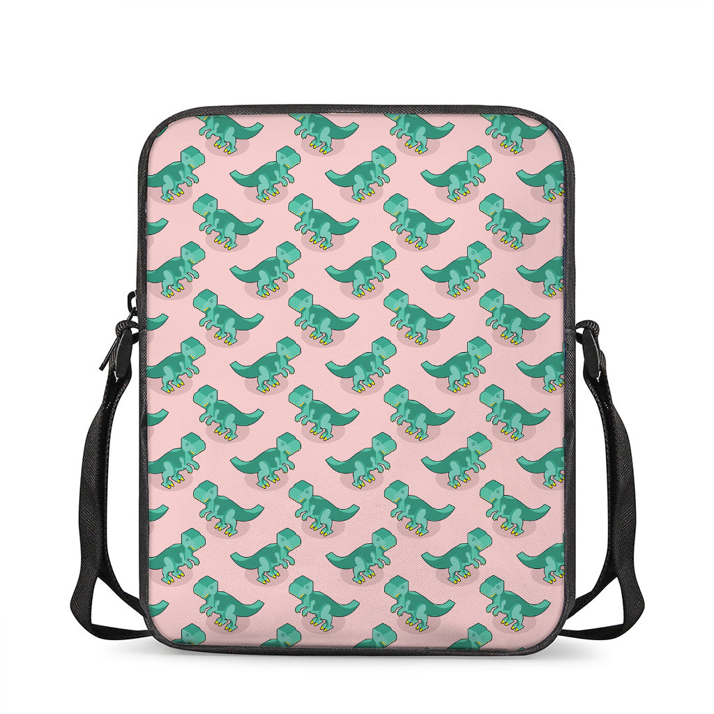 Isometric Tyrannosaurus Pattern Print Rectangular Crossbody Bag
