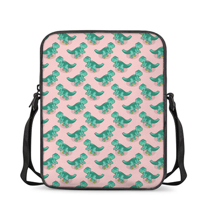 Isometric Tyrannosaurus Pattern Print Rectangular Crossbody Bag
