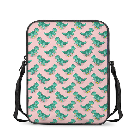 Isometric Tyrannosaurus Pattern Print Rectangular Crossbody Bag