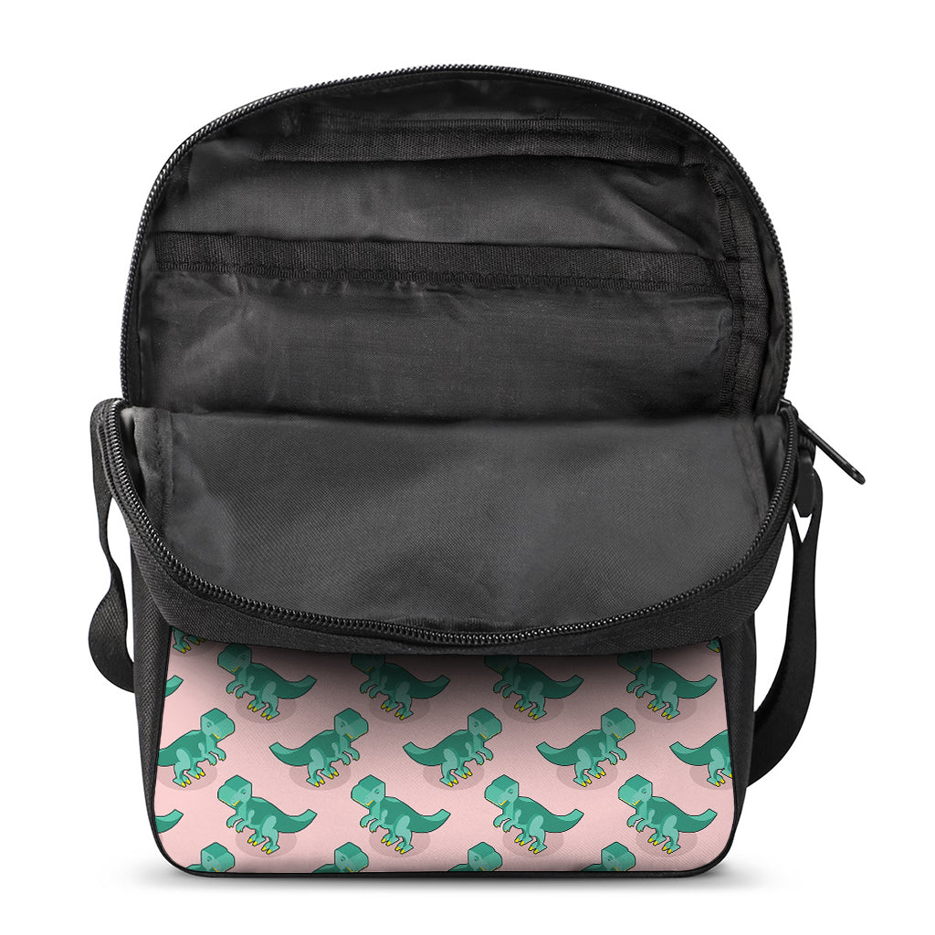 Isometric Tyrannosaurus Pattern Print Rectangular Crossbody Bag