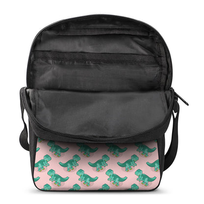 Isometric Tyrannosaurus Pattern Print Rectangular Crossbody Bag