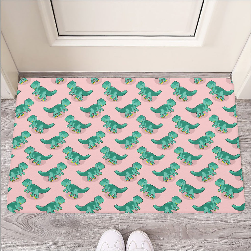 Isometric Tyrannosaurus Pattern Print Rubber Doormat