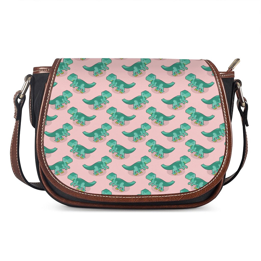 Isometric Tyrannosaurus Pattern Print Saddle Bag