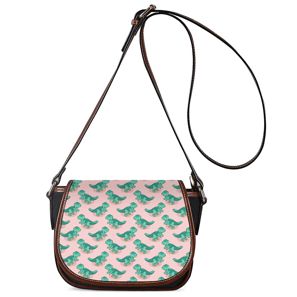 Isometric Tyrannosaurus Pattern Print Saddle Bag