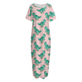 Isometric Tyrannosaurus Pattern Print Short Sleeve Long Nightdress