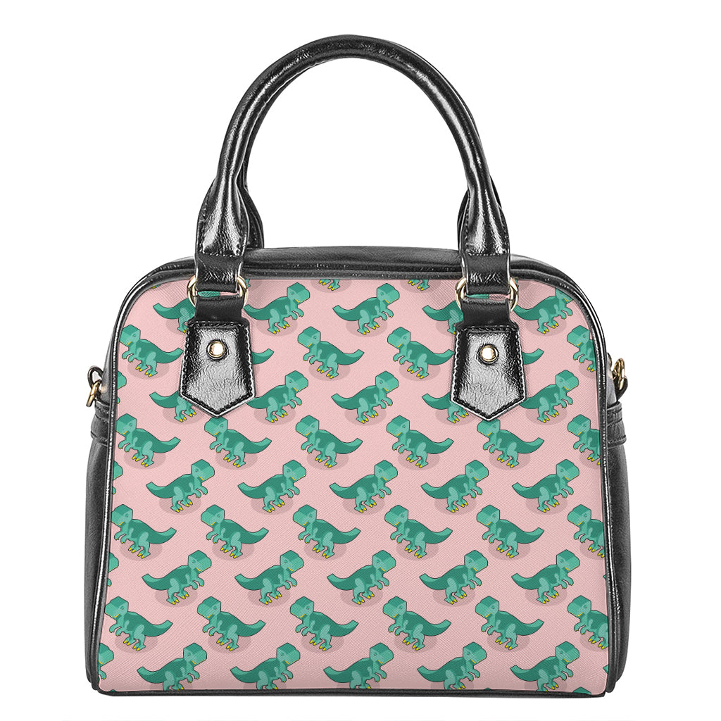 Isometric Tyrannosaurus Pattern Print Shoulder Handbag