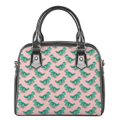 Isometric Tyrannosaurus Pattern Print Shoulder Handbag
