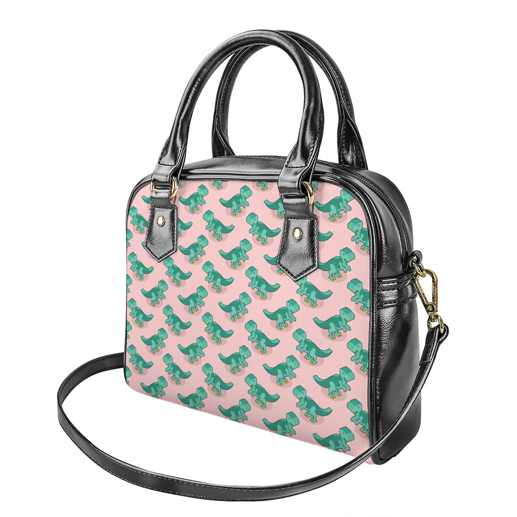 Isometric Tyrannosaurus Pattern Print Shoulder Handbag