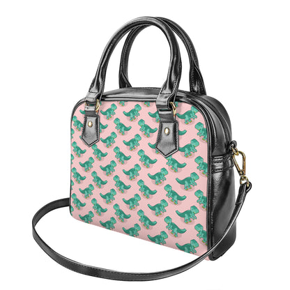 Isometric Tyrannosaurus Pattern Print Shoulder Handbag