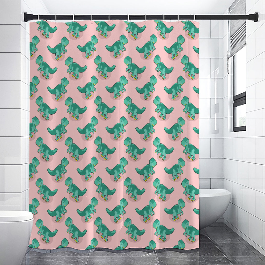 Isometric Tyrannosaurus Pattern Print Shower Curtain