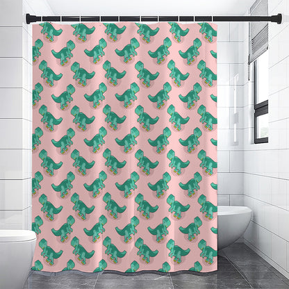 Isometric Tyrannosaurus Pattern Print Shower Curtain