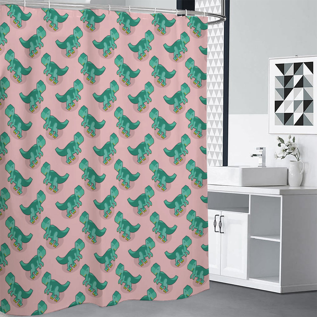 Isometric Tyrannosaurus Pattern Print Shower Curtain