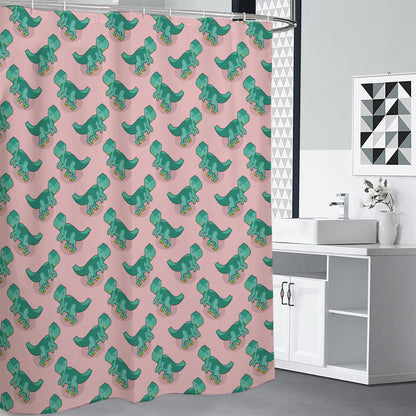 Isometric Tyrannosaurus Pattern Print Shower Curtain