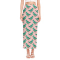 Isometric Tyrannosaurus Pattern Print Side Slit Maxi Skirt