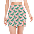 Isometric Tyrannosaurus Pattern Print Side Slit Mini Skirt