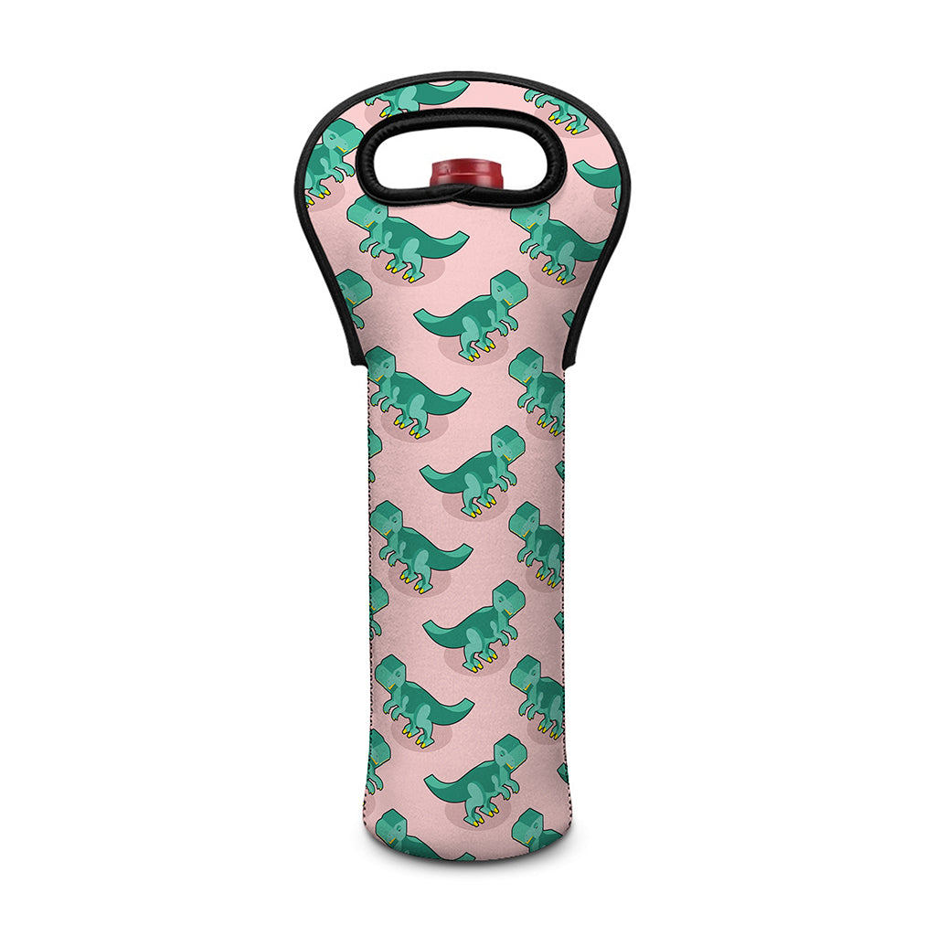 Isometric Tyrannosaurus Pattern Print Single Neoprene Wine Tote