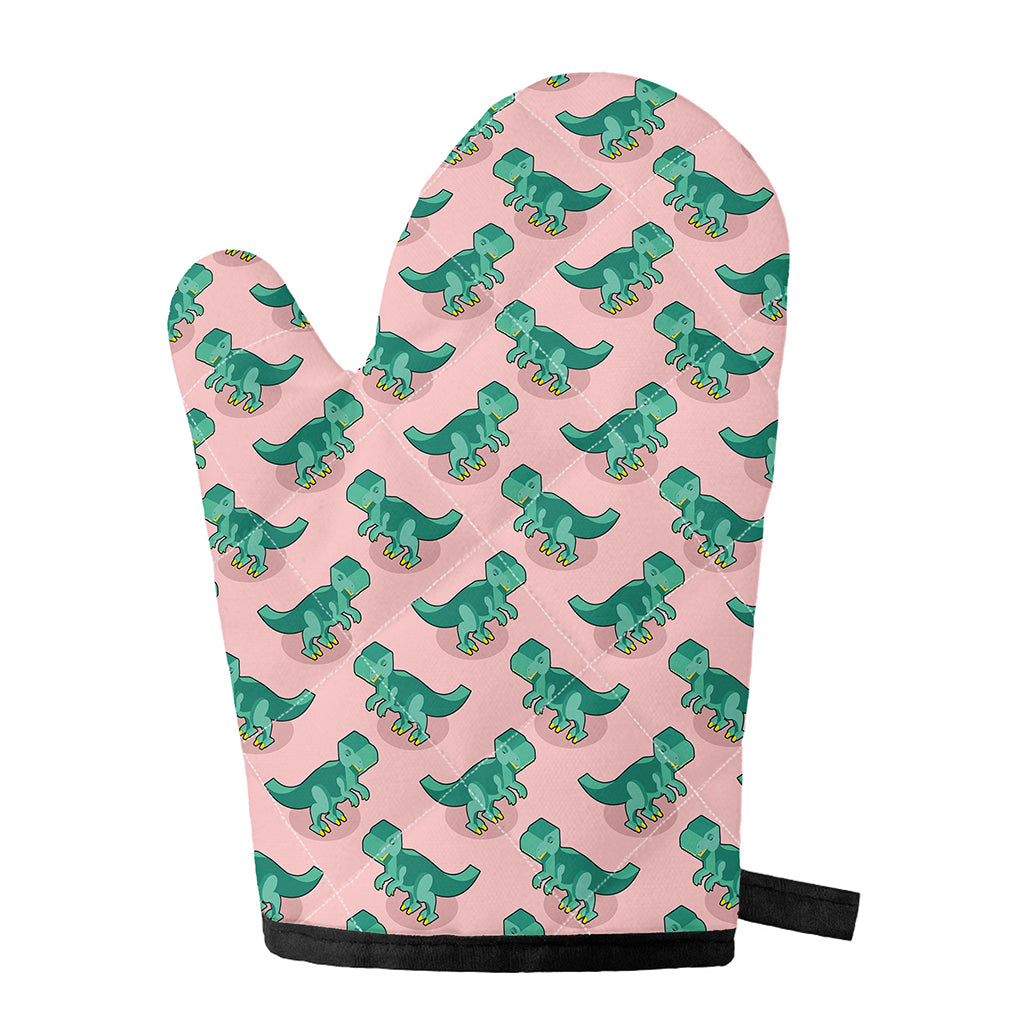 Isometric Tyrannosaurus Pattern Print Single Oven Mitt