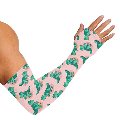 Isometric Tyrannosaurus Pattern Print Sun Protection Arm Sleeves