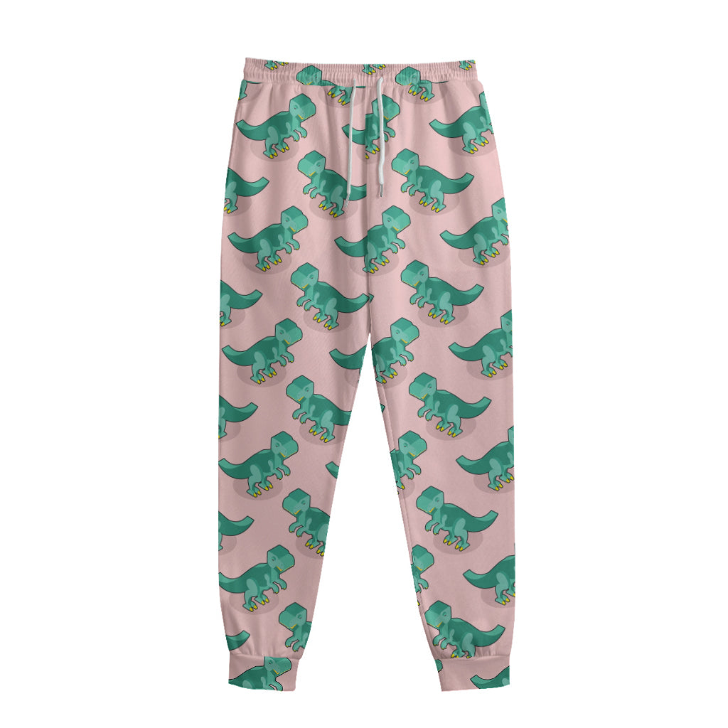 Isometric Tyrannosaurus Pattern Print Sweatpants