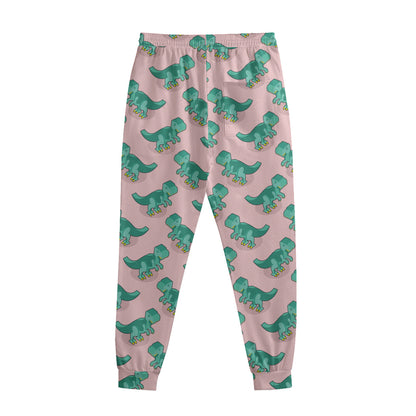 Isometric Tyrannosaurus Pattern Print Sweatpants