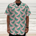 Isometric Tyrannosaurus Pattern Print Textured Short Sleeve Shirt