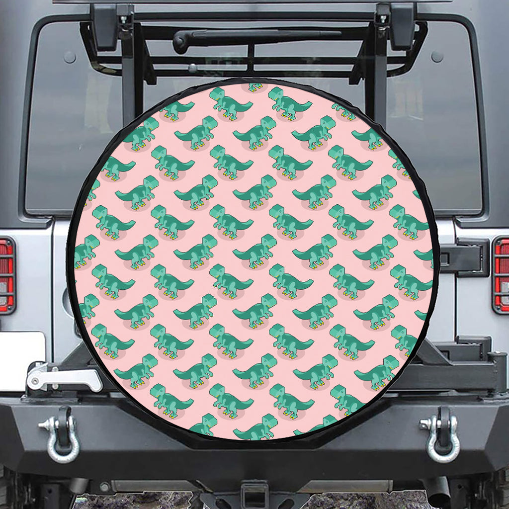 Isometric Tyrannosaurus Pattern Print Tire Cover