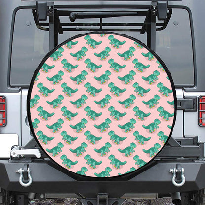 Isometric Tyrannosaurus Pattern Print Tire Cover