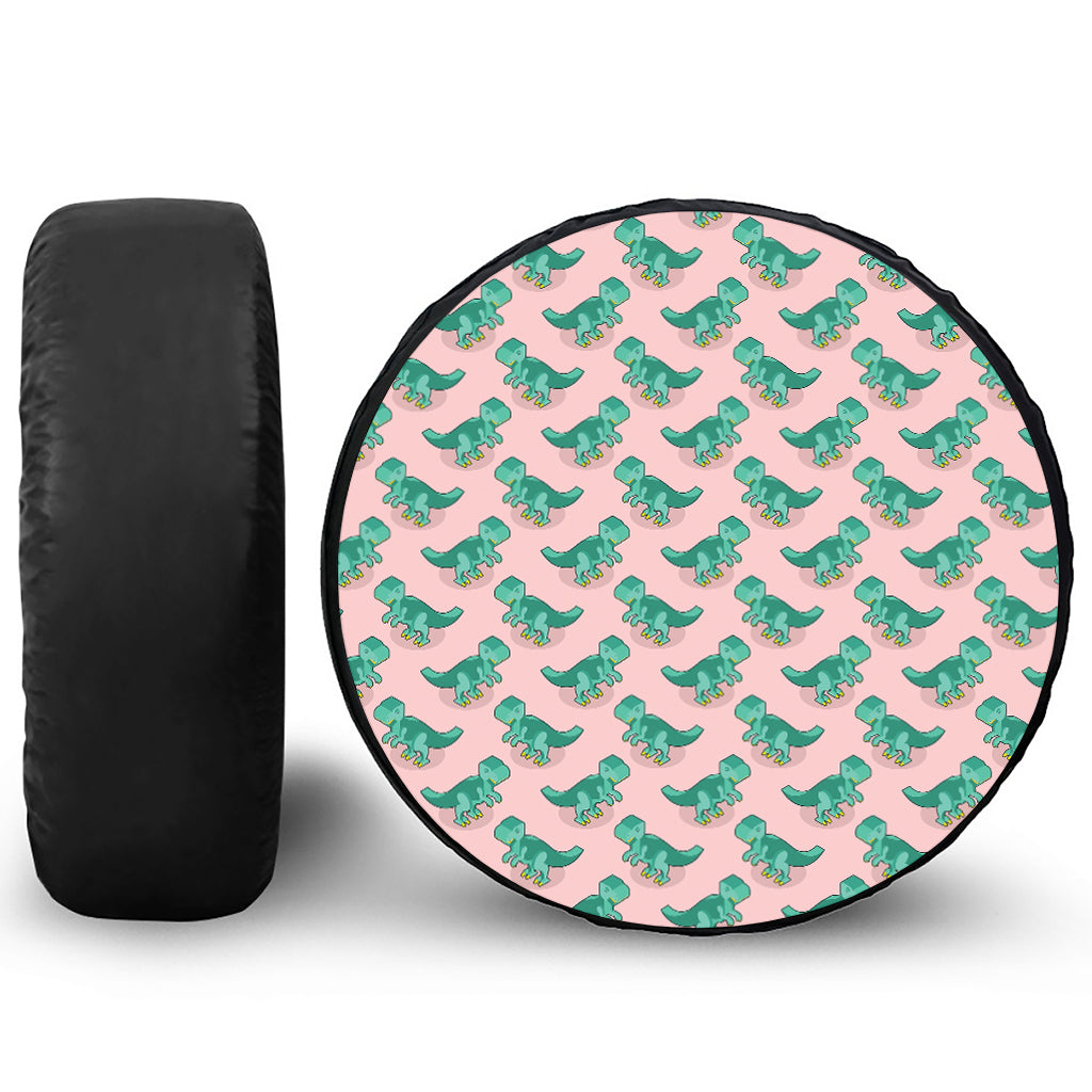 Isometric Tyrannosaurus Pattern Print Tire Cover