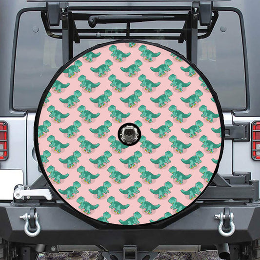 Isometric Tyrannosaurus Pattern Print Tire Cover With Camera Hole