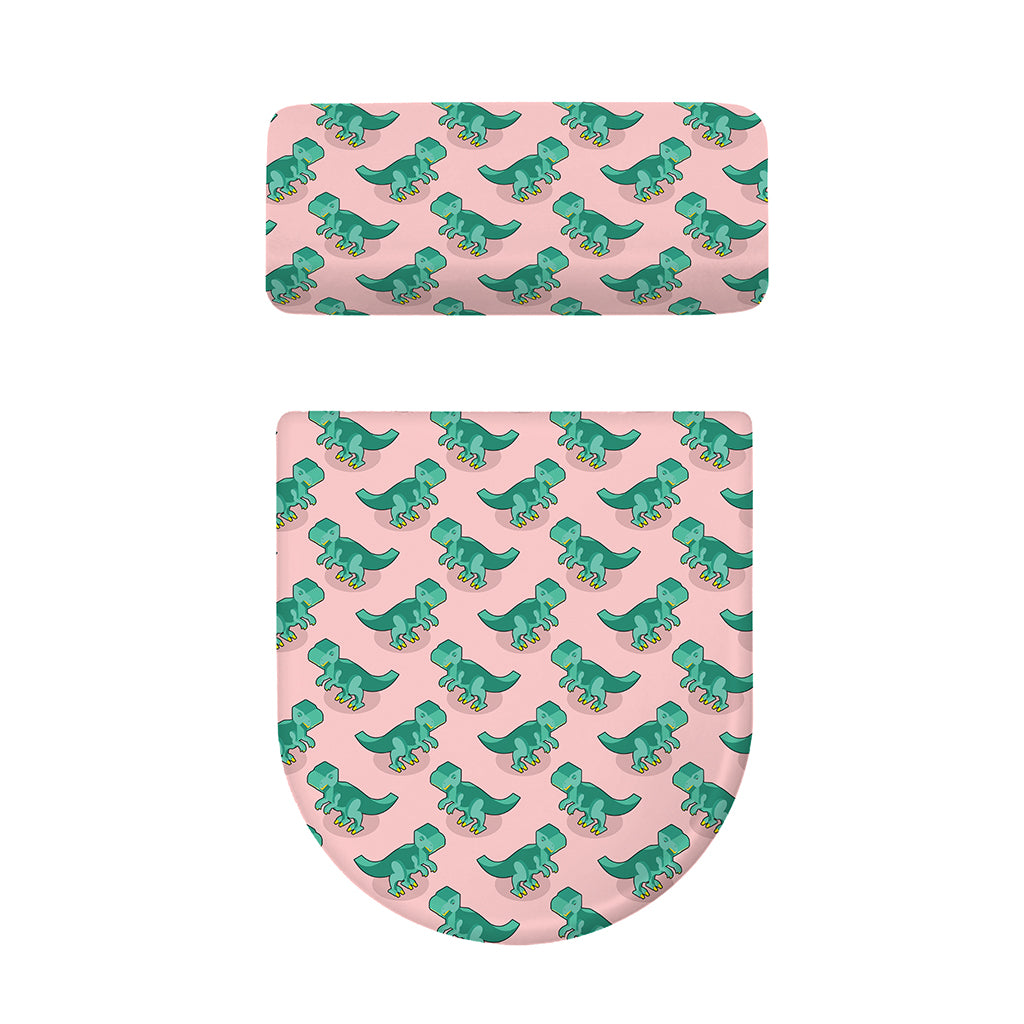 Isometric Tyrannosaurus Pattern Print Toilet Lid And Tank Cover Set
