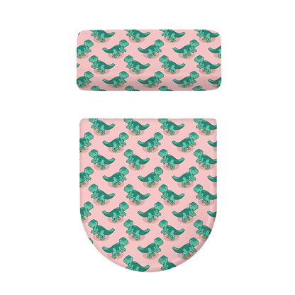 Isometric Tyrannosaurus Pattern Print Toilet Lid And Tank Cover Set