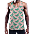 Isometric Tyrannosaurus Pattern Print Men's Workout Tank Top